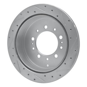 Lexus LX570 Brake Rotor (1) - Rear Left - R1 Concepts - Drilled & Slotted - Silver - `07-`22